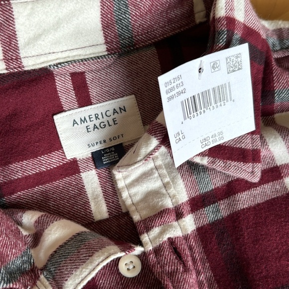 American Eagle Men’s Flannel Shirt NWT - Picture 2 of 3